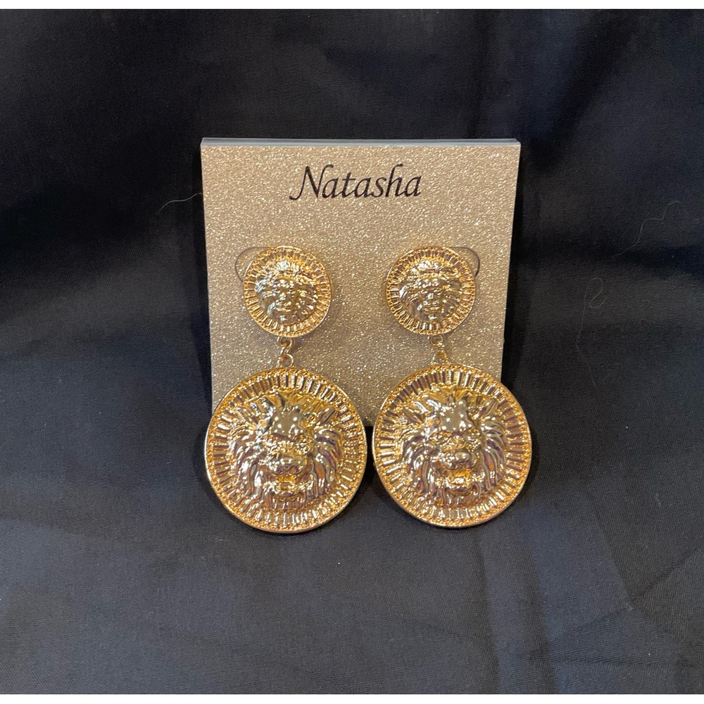Earrings, Natasha Lion Dangle, new with tag